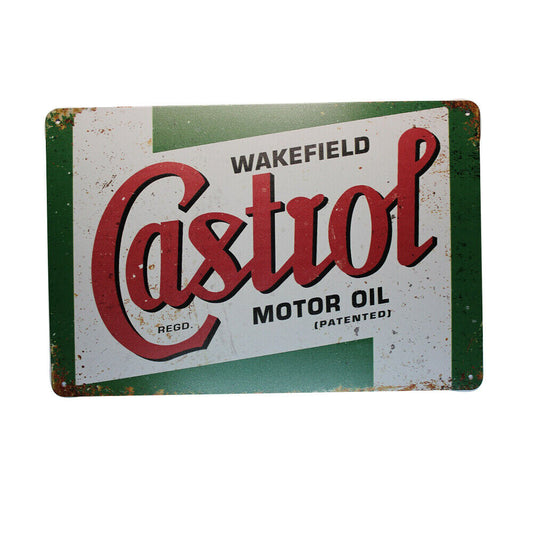 Tin Sign Castrol Motor Oil Regd Sprint Drink Bar Whisky Rustic Look