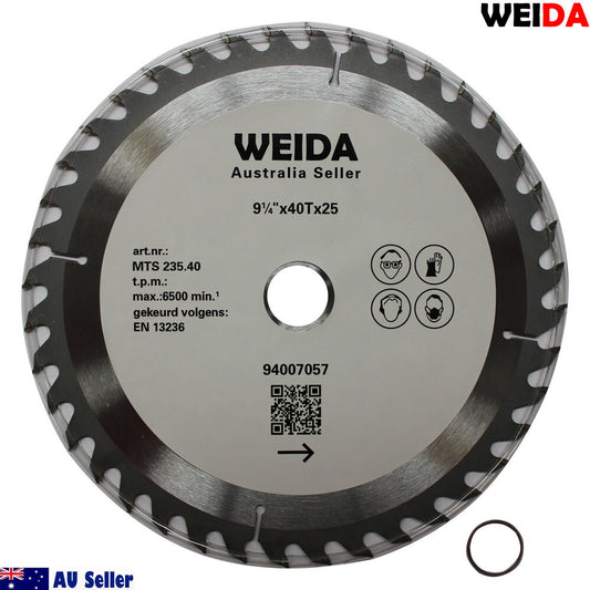 235mm Wood Circular Saw Blade Cutting Disc 9-1/4″ 40t Bore 25/22.23mm K 2.5mm