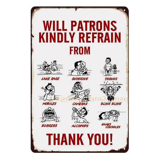 2x Pool Rules Rustic Tin Sign Will Patrons Refrain From Vintage Garage Bar