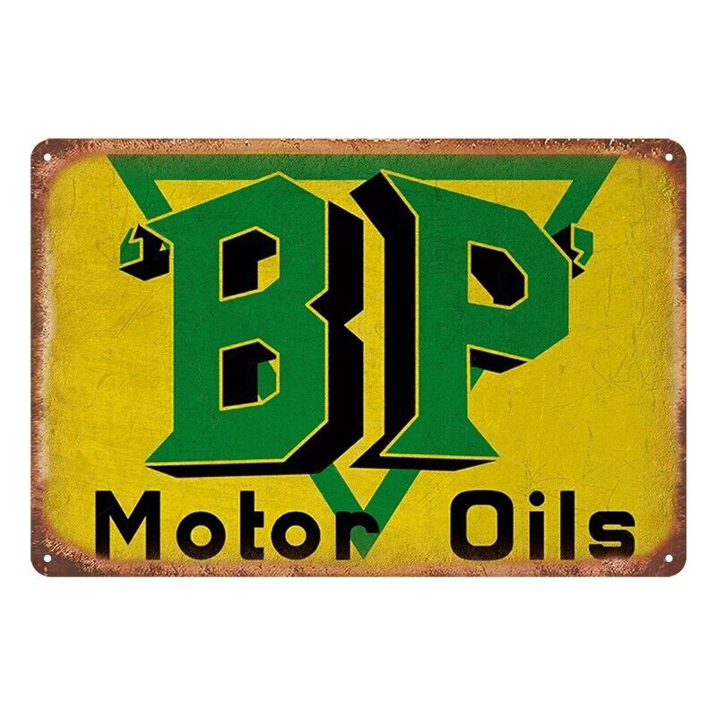 Tin Metal Sign Bp Motor Oils 20x30cm Rustic Vintage