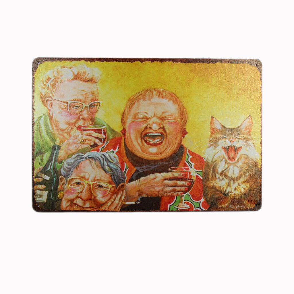 Tin Sign Women And Cat  Sprint Drink Bar Whisky Rustic Look