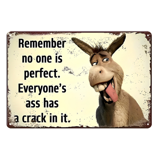 Remember Everyone's Ass Has A Crack In It Donkey Rustic Sign Vintage Tin