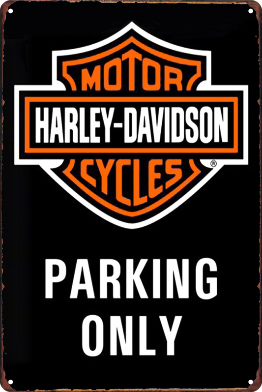 Tin Sign Harley-davidson Motor Cycles Parking Only Rustic Retro 20x30cm