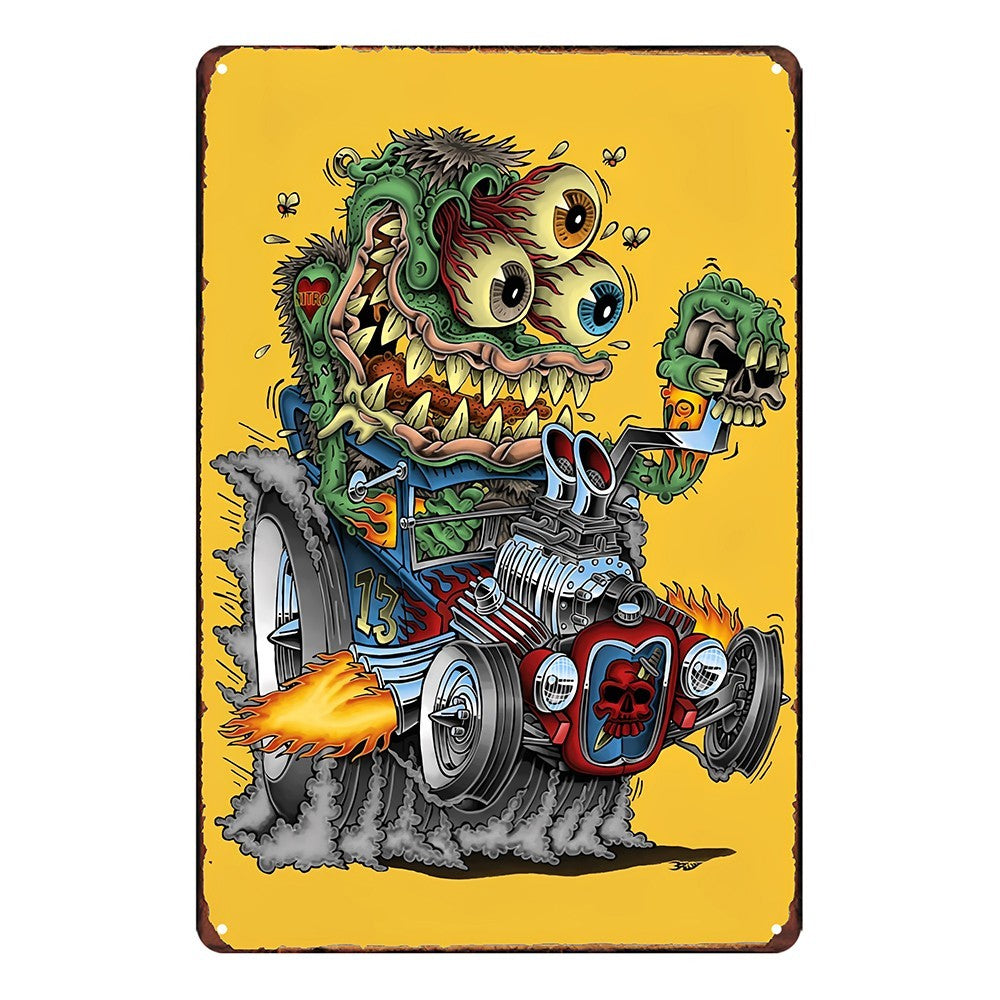 Rat Fink Rustic Metal Sign Vintage Tin Shed Garage Bar