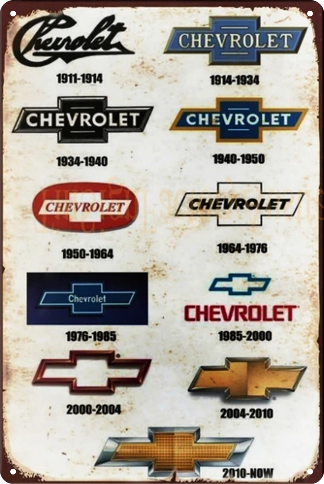 Chevrolet Logo Family Histroy Tin Sign Rustic Look Vintage Retro 20x30cm