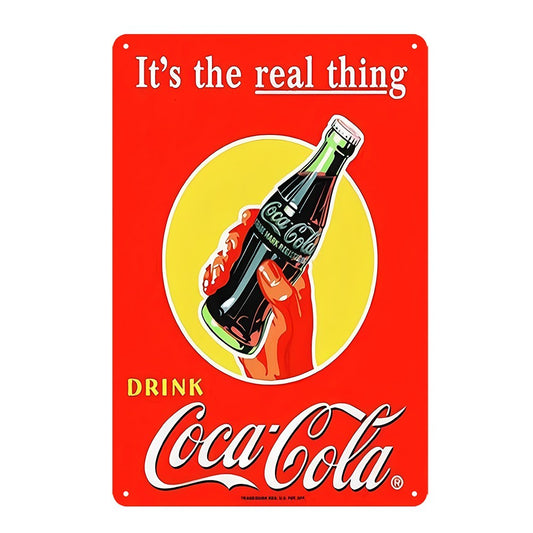 Coca Cola Drink It's The Real Thing Tin Sign Vintage