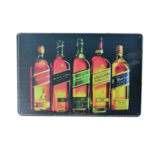 Metal Tin Sign Black Red Gold Green Blue Label 200x300mm Man Cave Sign