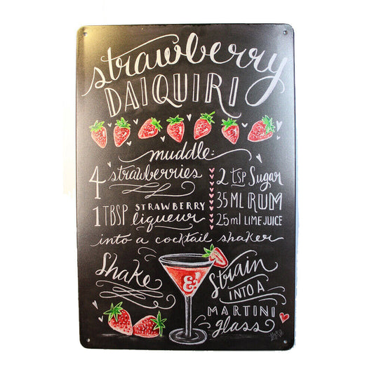 Tin Sign  Daiquiri Shake Sprint Drink Bar Whisky Rustic Look