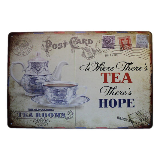 Tin Sign Tea Rooms Hope  Sprint Drink Bar Whisky Rustic Look