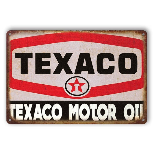 Tin Sign Texaco Motor Oil Garage Car Man Cave Rustic Look Decorative