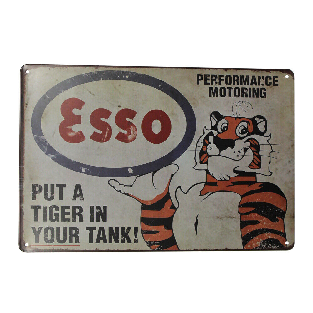 Warning Tin Sign Esso Put A Tiger In Your Tank Motoring 300*200mm Metal