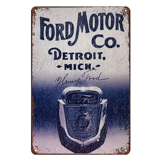 2x Ford Motor Detroit Mich Rustic Metal Tin Sign Vintage Garage Bar Man Cave