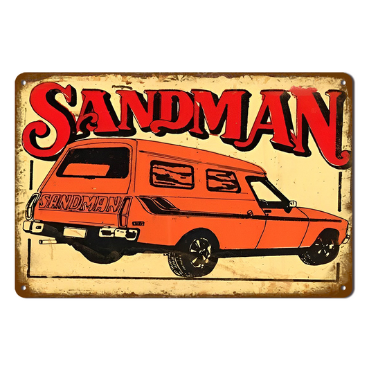 Sandman Holden Auto Tin Metal Sign Rustic Look Vintage Man Cave Car