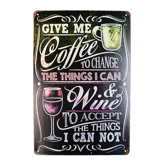 Tin Sign  Coffee Wine Sprint Drink Bar Whisky Rustic Look
