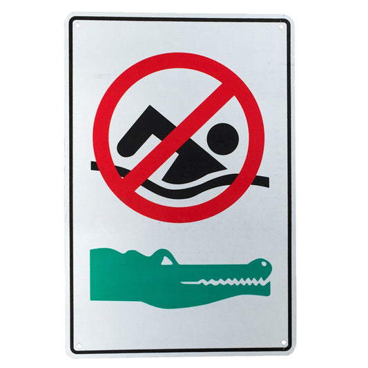 Warning Sign No Swimming Dangerous Crocodile 200x300mm Metal Safe Beach 16003029