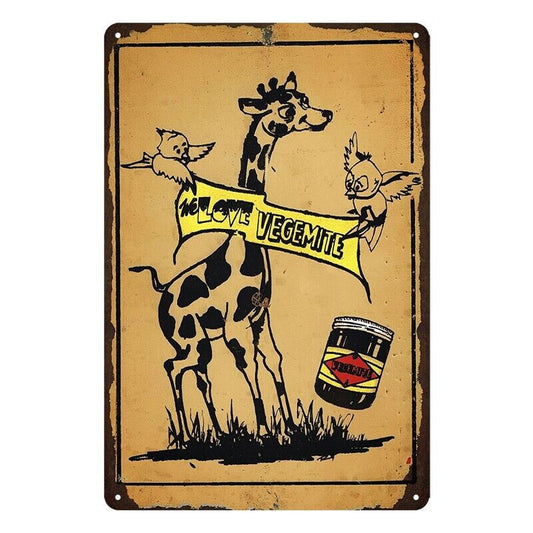 Tin Metal Sign Vegemite We Love 20x30cm Rustic Look Vintage