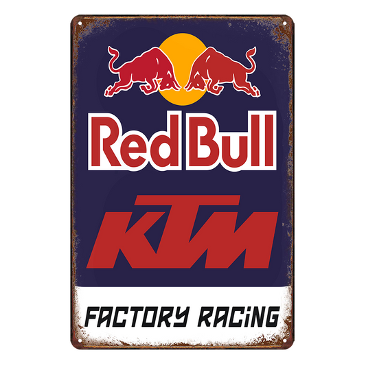 2x Ktm Racing Team Red Bull Rustic Tin Sign Vintage Garage Bar