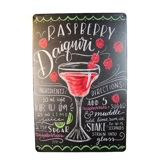 Tin Sign  Raspberry Daiquili Sprint Drink Bar Whisky Rustic Look