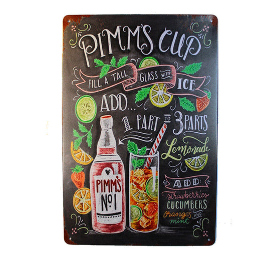 Tin Sign  Pimm`s Cup Sprint Drink Bar Whisky Rustic Look