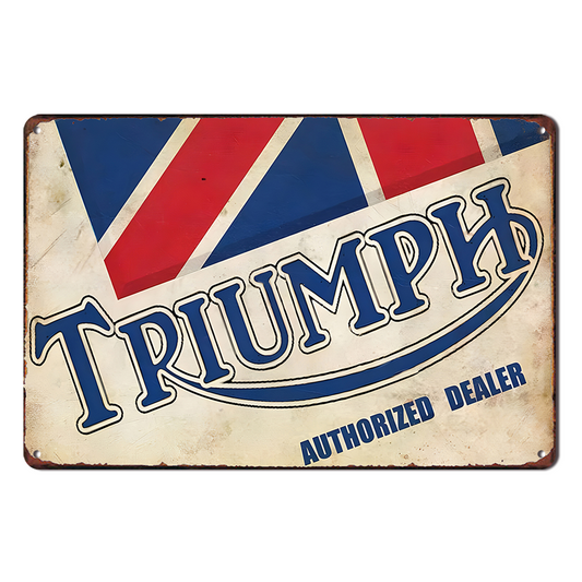 Triumph Dealer Tin Metal Sign Rustic Look Vintage Man Cave Auto