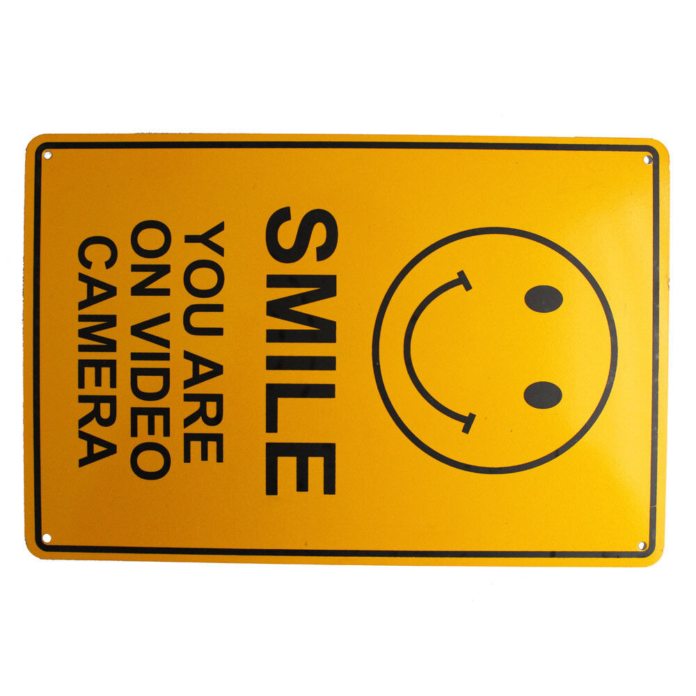 Surveillance Sign Smile You're On Video Camera Cctv 200x300mm Metal Best Quality