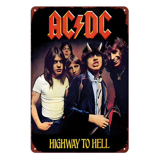 Ac Dc Music Band Highway To Hell Tin Sign Metal Rustic