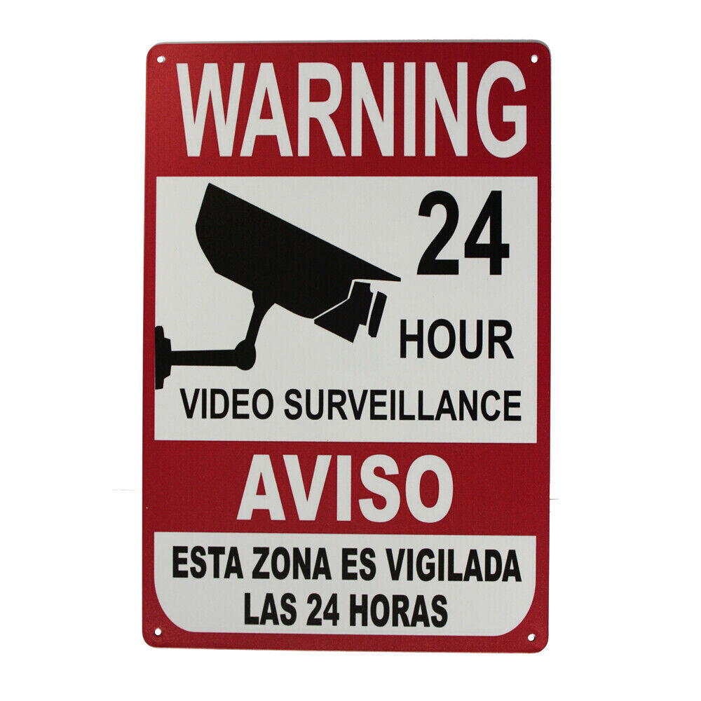 Warning Tin Sign Surveillance 24 Hours Video Security Cctv 300x200metal