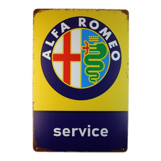 Alfa Rome Service Parts Car Auto Tin Metal Sign Rustic Look Vintage