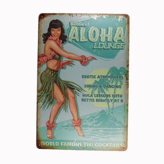 Tin Sign Aloha Lounge Sprint Drink Bar Whisky Rustic Look