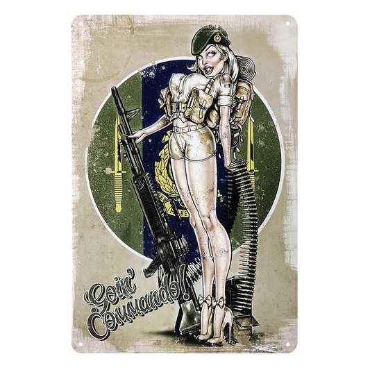 Pin Up Girl Sexy Going Commando Rustic Metal Sign Vintage Tin Decorative Bar