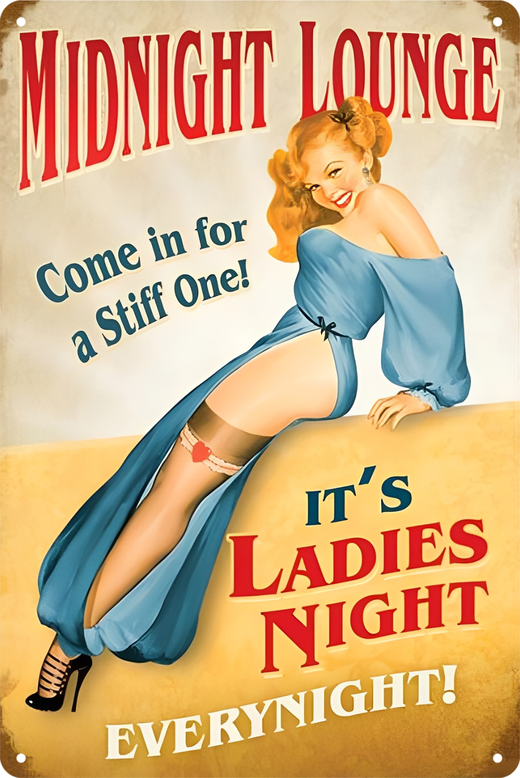 Pip Up Girl Midnight Lounge Come In For A Stiff One Lady Night Tin Sign 20x30cm