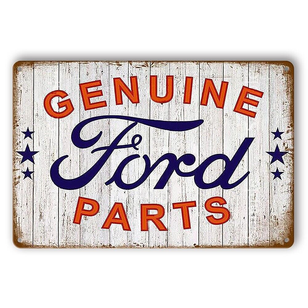 Tin Sign Ford Genuine Parts Garage Man Cave Rustic Look Decorative Wall