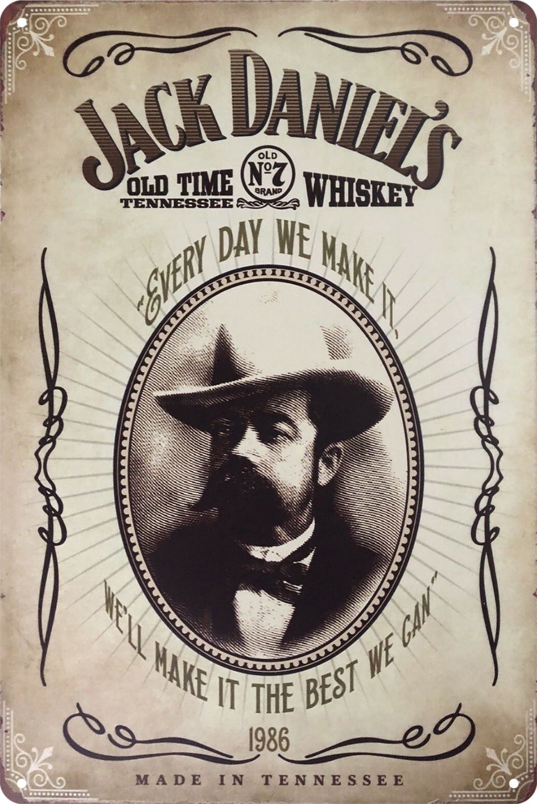 Jack Daniel's Old Time Whiskey Tin Sign Rustic Look Vintage Retro 20x30cm