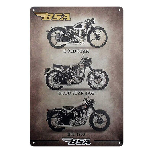 Tin Metal Sign Bsa Gold Star Motorbicycle Bike 20x30cm Rustic Vintage