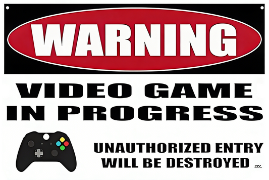 Warning Video Game In Progress Unauthorized Entry Tin Sign Rustic 20x30cm