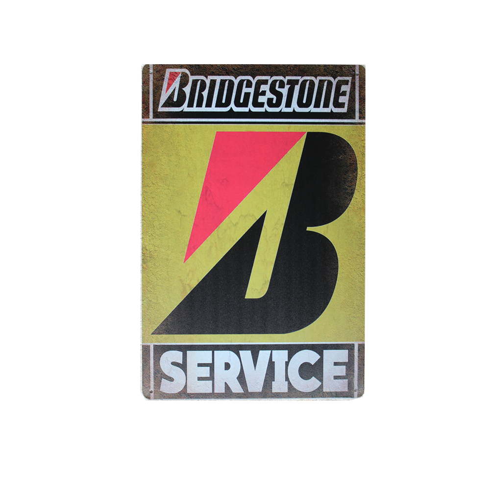 Metal Tin Sign Bridgestone Garage Rustic Look 200x300mm Vintage Sign