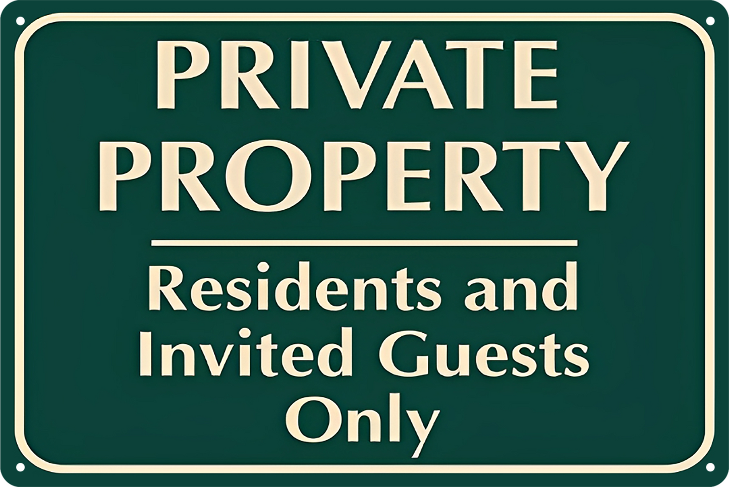 Private Property Residents And Invited Guests Only Tin Sign 20x30cm
