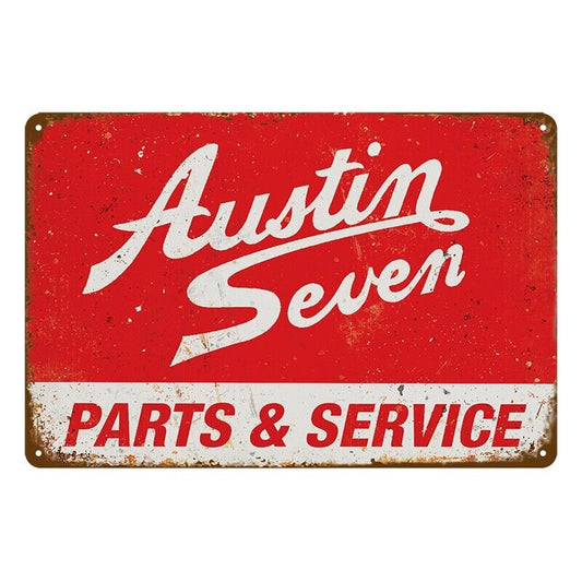 Tin Metal Sign Austin Seven Parts Service 20x30cm Rustic Look Vintage