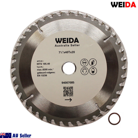 185mm Wood Circular Saw Blade Cutting Disc 7-1/4” 40t Bore 20/16mm 2.5mmk