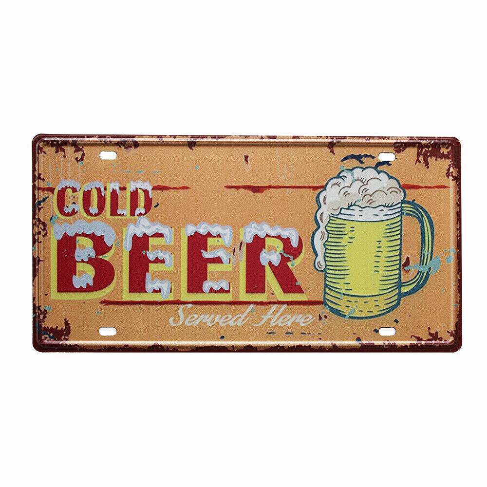 Tin Sign Cold Beer Served Here Metal Tin Sign Vintage Retro 150x300mm