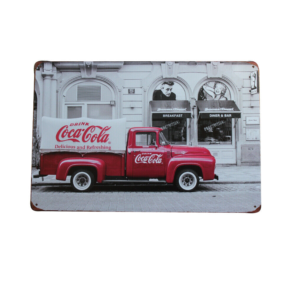 Metal Tin Sign Coca Cola Truck Man Cave Brand New 200x300mm