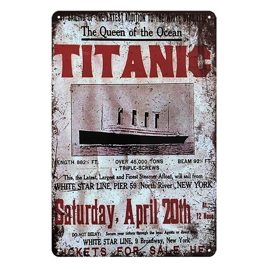2x Titanic Post Rustic Metal Tin Sign Vintage Shed Garage Bar Man Cave