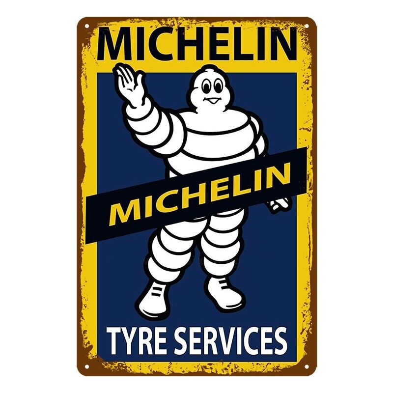 Tin Metal Sign Michelin Tyre Service 20x30cm Rustic Look Vintage
