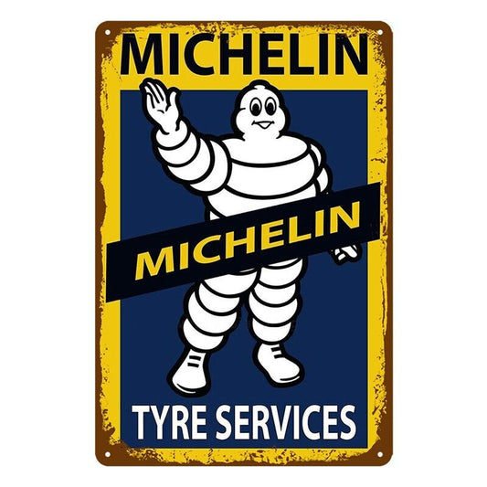 Tin Metal Sign Michelin Tyre Service 20x30cm Rustic Look Vintage