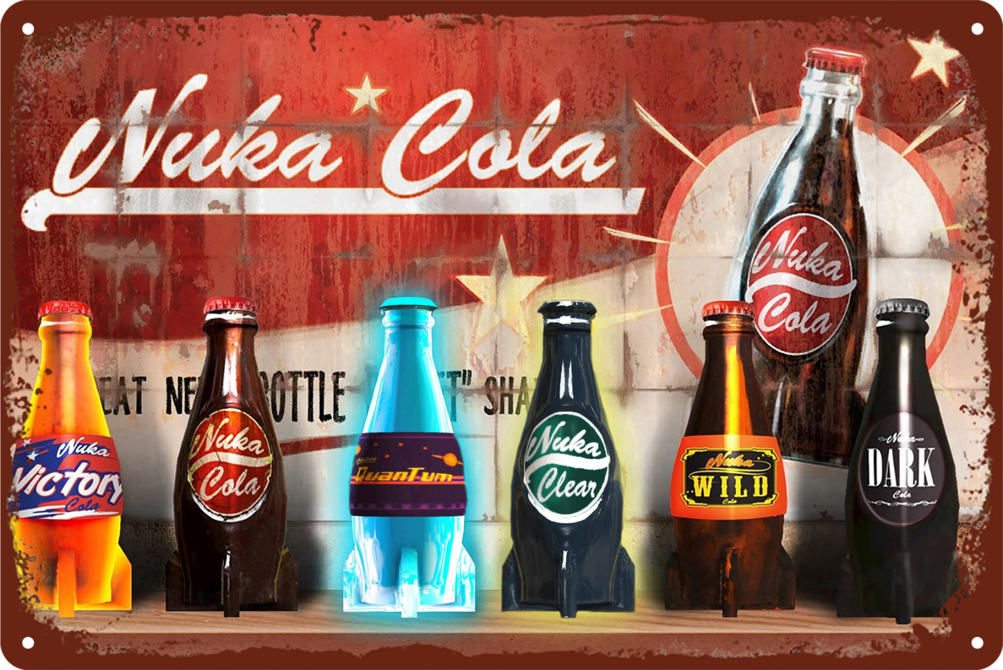 Nuka Cola Drinking Soda Water Tin Sign Fall Out Rustic Look  Retro 20x30cm