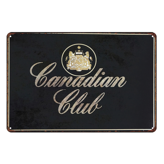 Canadian Club Whiskey Rustic Metal Sign Vintage Tin Decorative Bar