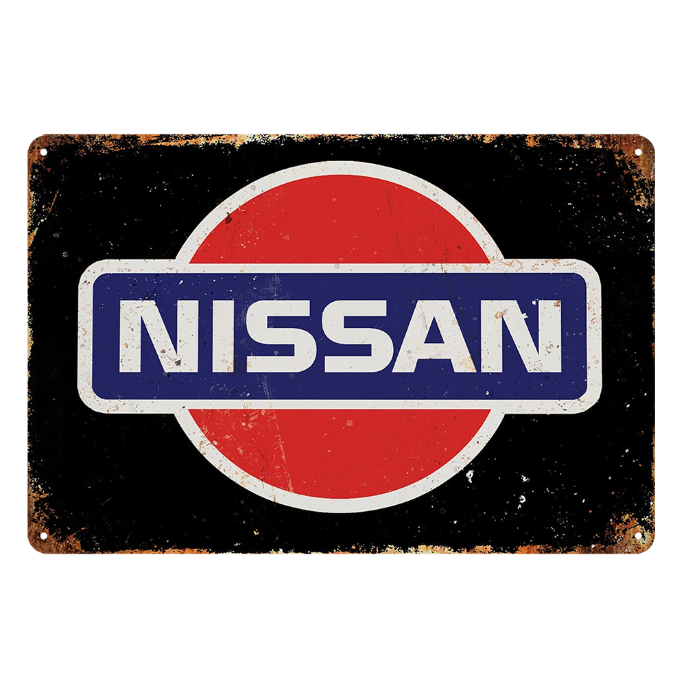 Nissan Car Auto Services Parts Rustic Metal Sign Vintage Tin Shed Garage Bar