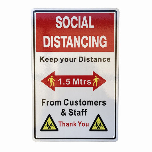 Warning Sign Social Distancing 1.5 Meter  Keep Distance Metal