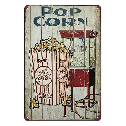 Pop Corn Film Tin Metal Sign Rustic Look Vintage Man Cave