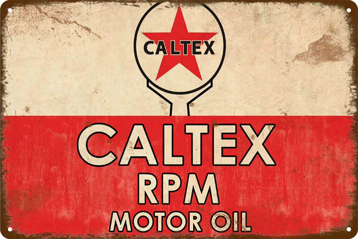Caltex Rpm Motor Oil  Tin Sign Rustic Look  Retro 20x30cm
